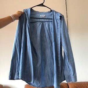 Bundle of jackets, grey long jacket and chambray